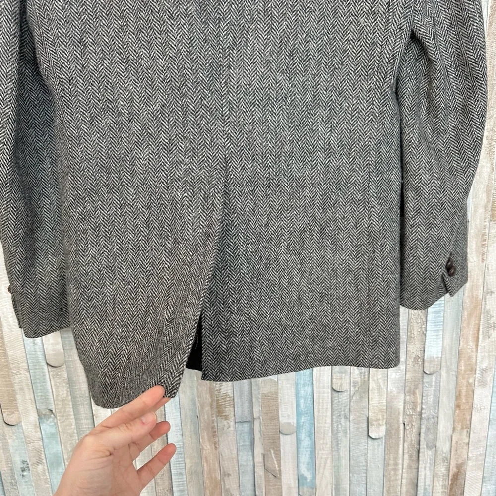 Robert Stock 40L Herringbone 100% Wool Blazer Button Jacket Sport Coat Vintage